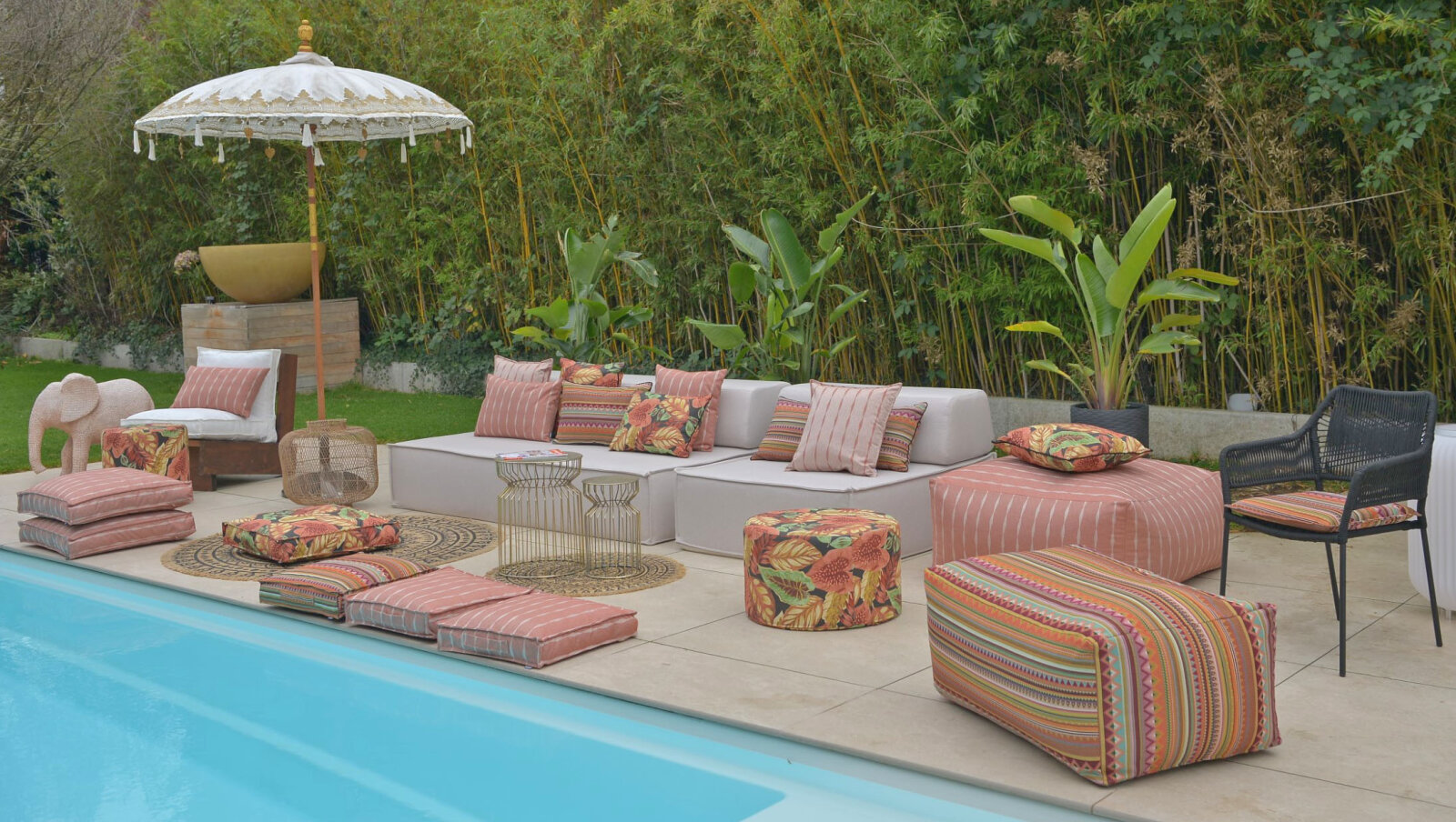 H.O.C.K. Loana Outdoor Wendekissen 50x50cm mit Biese col. 98 rost terra bordeaux sunny