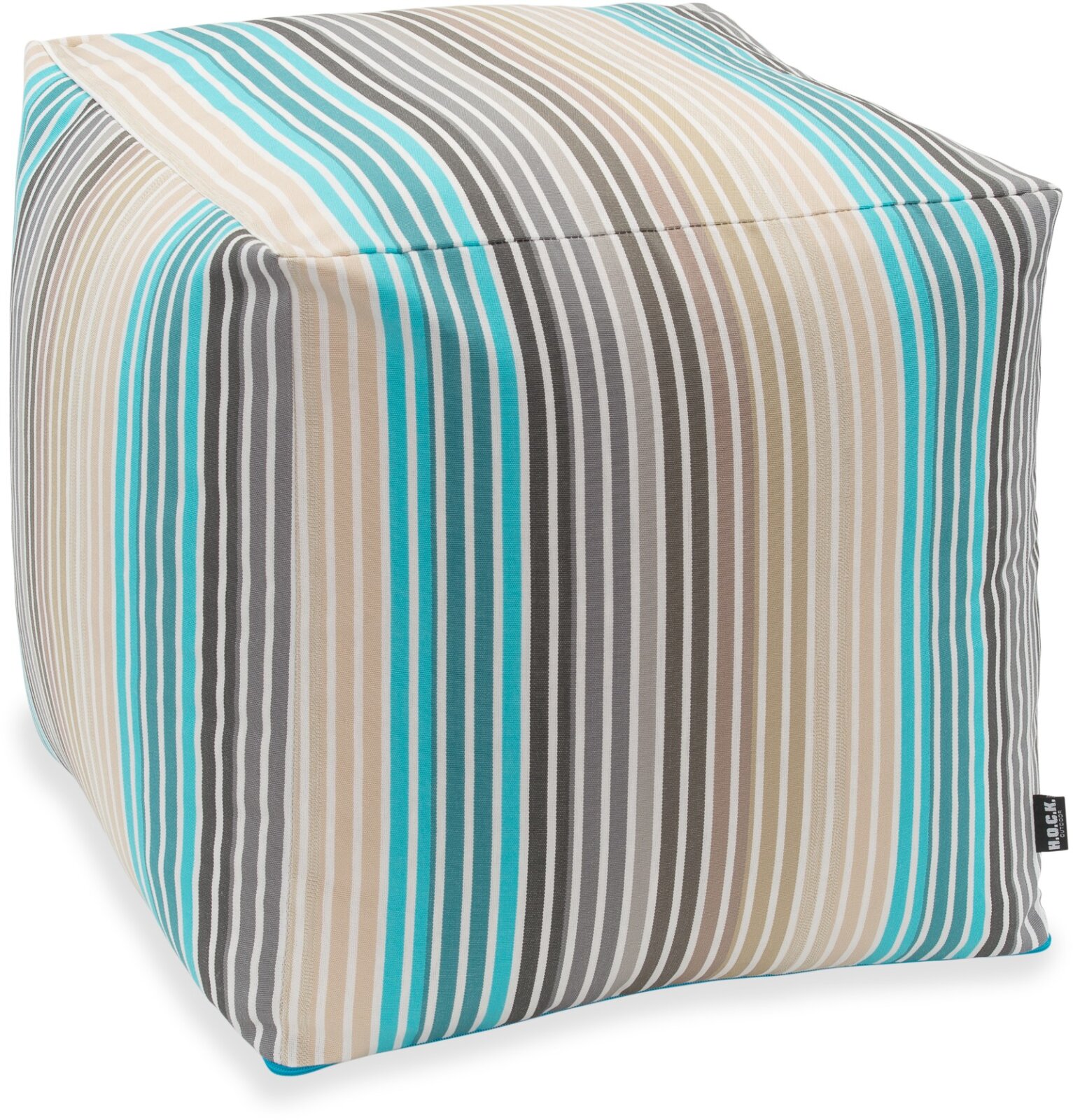 H.O.C.K. Yucatan Outdoor Bean Cube Pouf 40x40x40cm Streifen ocean beige 401
