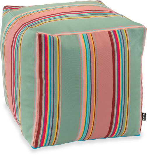 H.O.C.K. Yucatan Outdoor Bean Cube Pouf 40x40x40cm Streifen lindgrün altrosa all colours 408