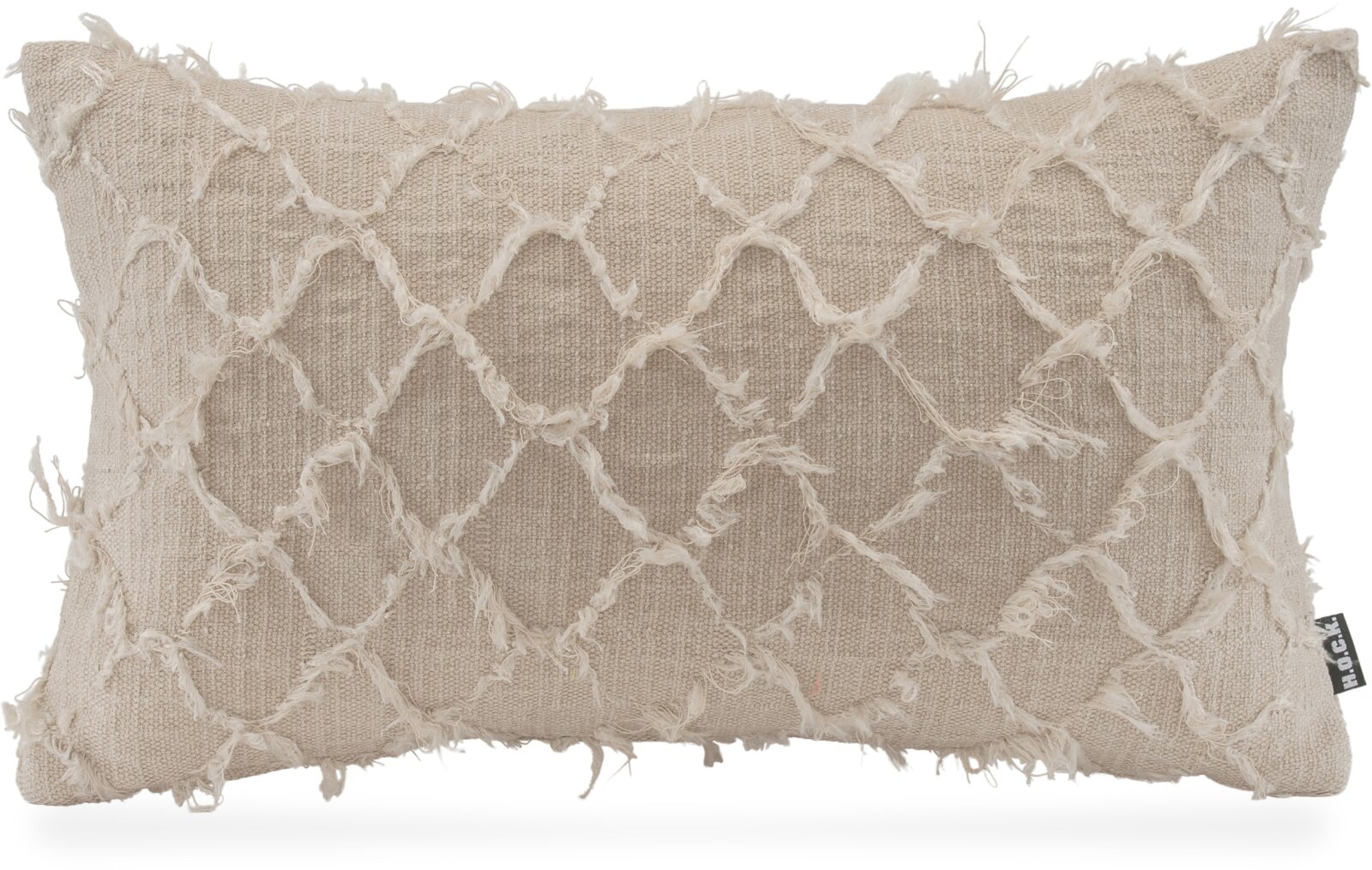 H.O.C.K. Nuvole Kissen 50x30cm natur beige col. 400 mit Fransen