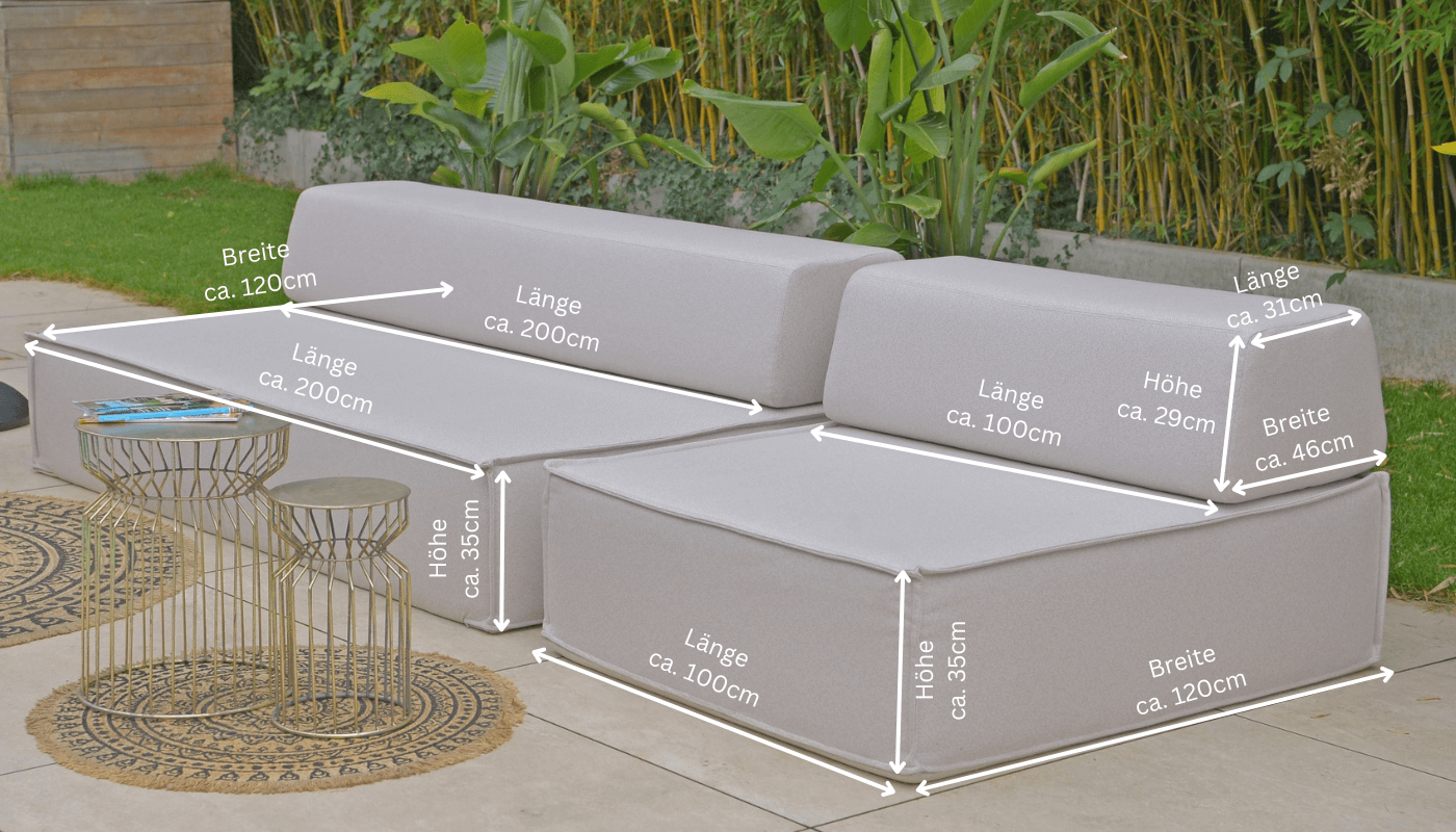 H.O.C.K. Rückenelement für Sofa Mitch OUTDOOR SMALL ca. 100x46x29cm beige col. 1712