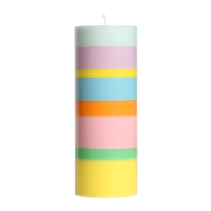 NTG Stumpenkerze "Dicker Osterstrauch" pastell flieder rosa gelb multicolor