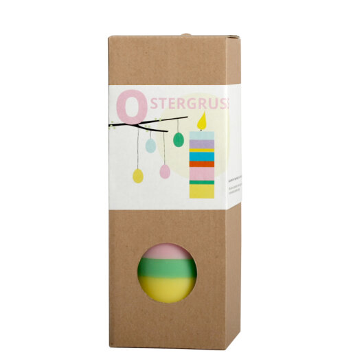 NTG Stumpenkerze "Dicker Osterstrauch" pastell flieder rosa gelb multicolor