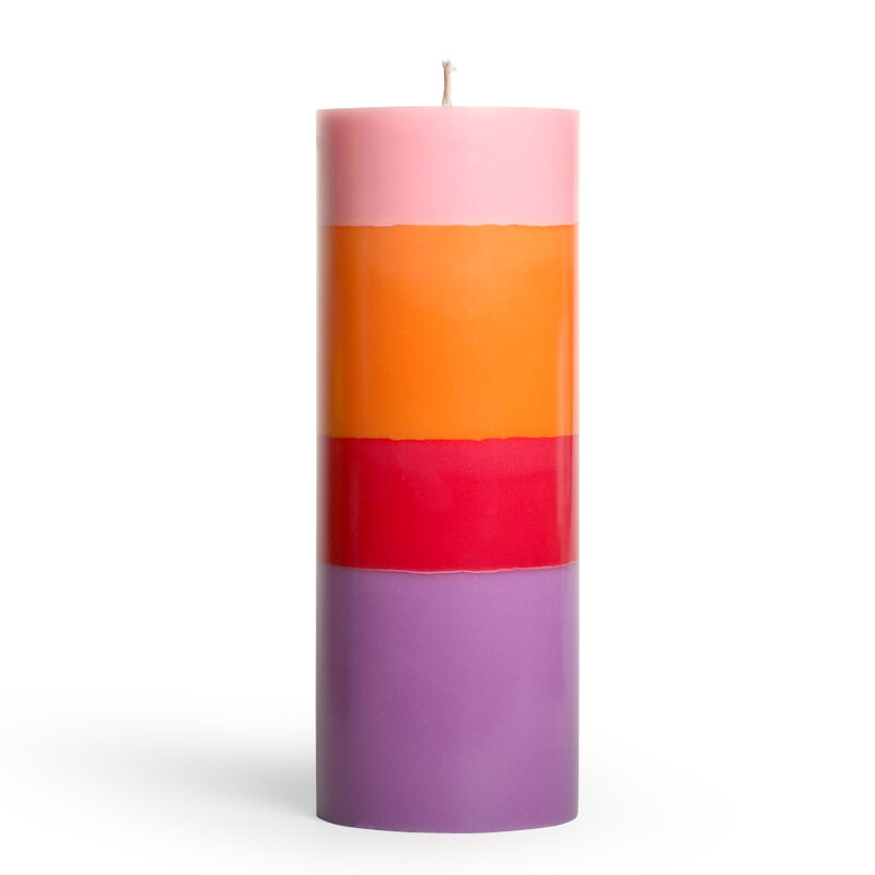 NTG Stumpenkerze "Dicke Freundschaft" lila, rot, orange, rosa
