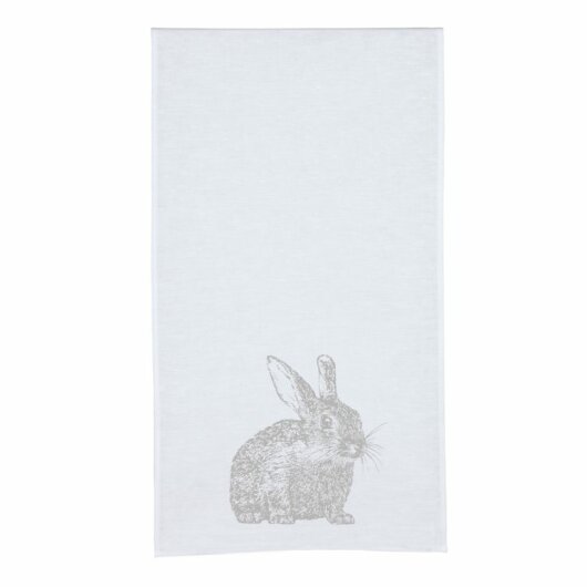FROHSTOFF Tischläufer ca. 45x160cm weiß mit Wildkaninchen silbergrau Ostern