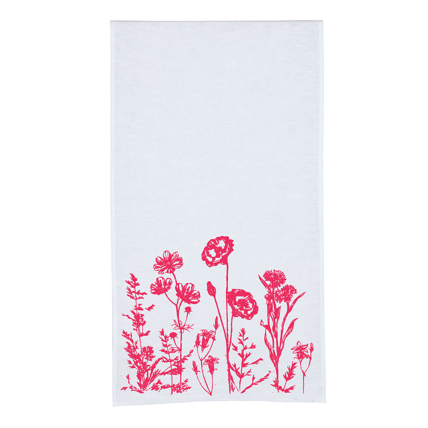 FROHSTOFF Tischläufer ca. 45x160cm weiß mit Wildblumen neonrot