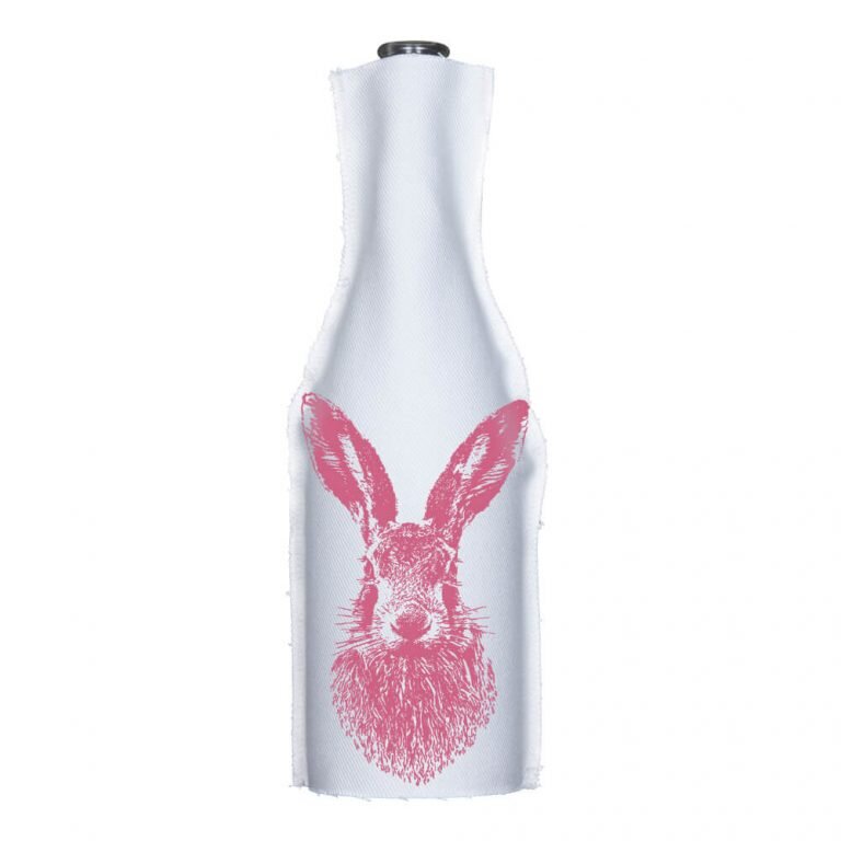 FROHSTOFF Flaschenhusse mit Feldhase neonpink Ostern