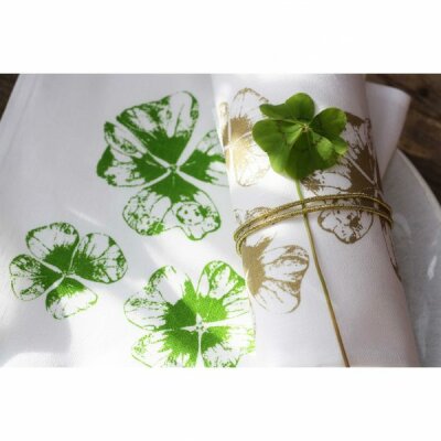 FROHSTOFF Geschirrhandtuch mit Kleeblatt grün