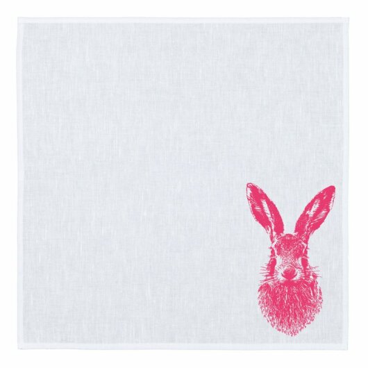 FROHSTOFF Serviette weiß mit Feldhase neonpink Ostern