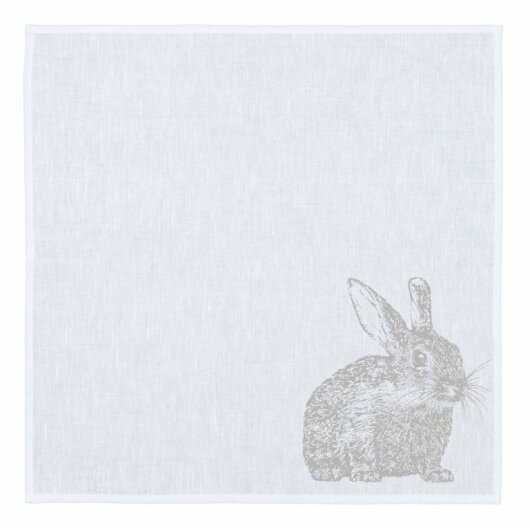 FROHSTOFF Serviette weiß mit Wildkaninchen silbergrau Ostern