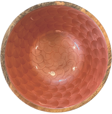 byRoom Schale Bowl aus Mangoholz GROß 38cm Peach pearl rosa salmon