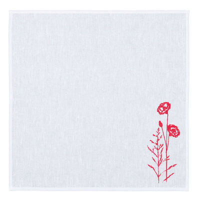 FROHSTOFF Serviette weiß mit Wildblumen neonrot