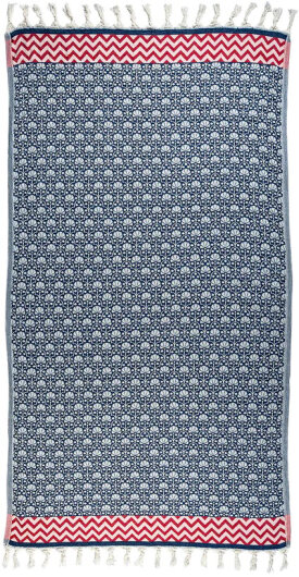 H.O.C.K. Hamam-Tuch Handtuch Hailey 180x90cm Blüten meets Zickzack Navy-blau yaz