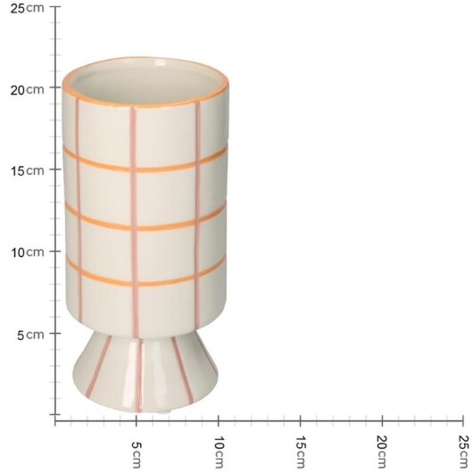 KRST Vase Streifen Mix 11x11x22cm orange rosa pastell