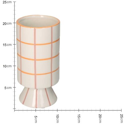 KRST Vase Streifen Mix 11x11x22cm orange rosa pastell