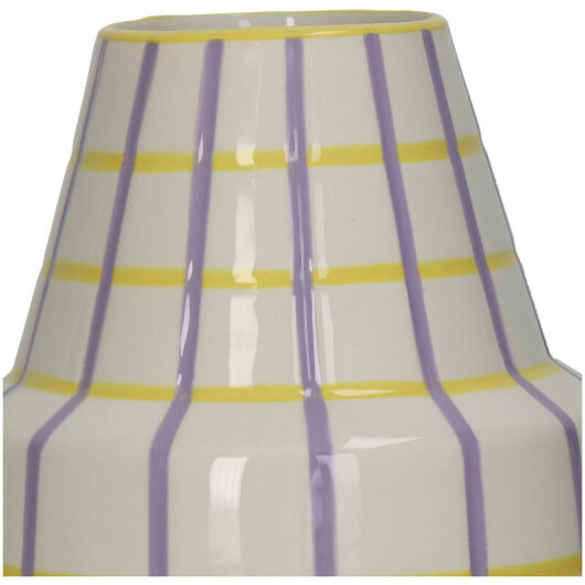KRST Vase Streifen Mix 17x17x21 gelb flieder pastell