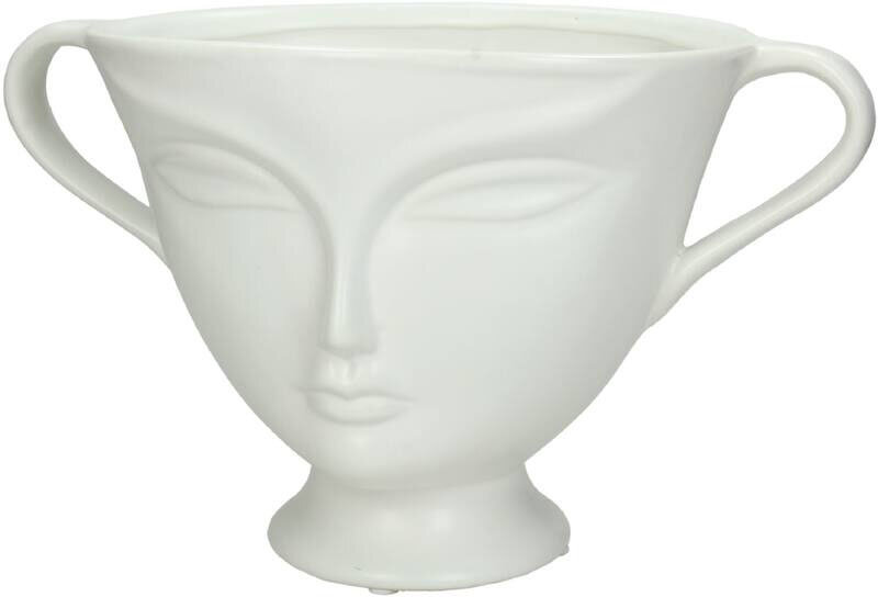 KRST Blumentopf mit Gesicht 30x20x19cm weiß