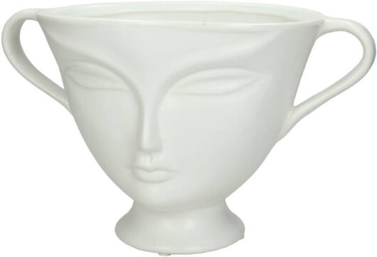 KRST Blumentopf mit Gesicht 30x20x19cm weiß