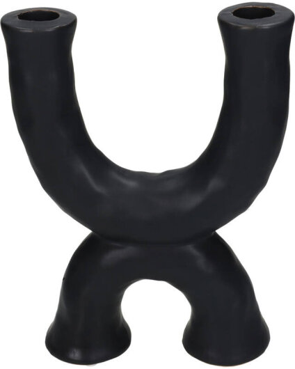 KRST Kerzenständer schwarz 17x6x22cm  für zwei schmale Kerzen