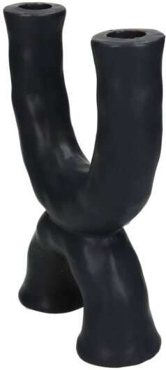 KRST Kerzenständer schwarz 17x6x22cm  für zwei schmale Kerzen