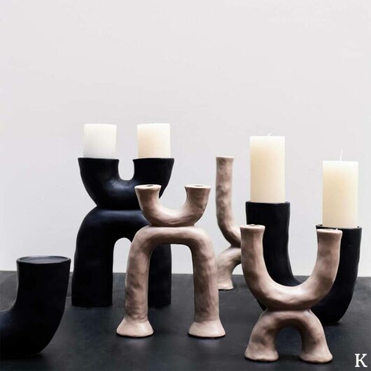 KRST Kerzenständer schwarz 17x6x22cm  für zwei schmale Kerzen