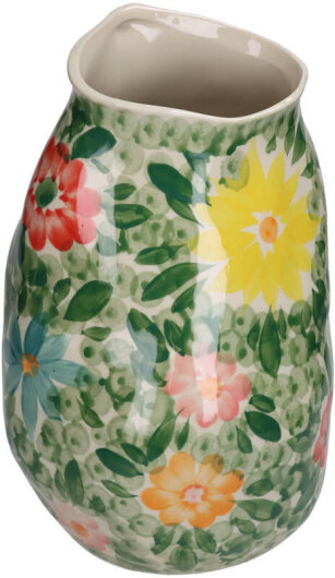 KRST Vase groß handbemalt mit Blumen 20x19x31cm floral multi grün