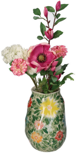 KRST Vase groß handbemalt mit Blumen 20x19x31cm floral multi grün