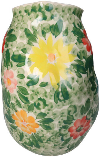 KRST Vase groß handbemalt mit Blumen 20x19x31cm floral multi grün