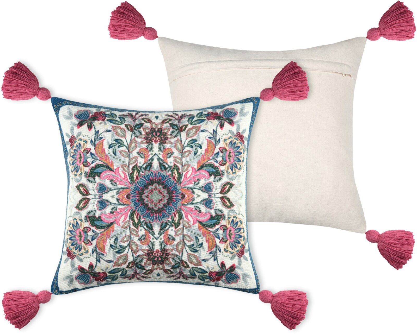 STF Dekokissen Wendekissen orientalisch 40x40cm blau, lila mit Quasten