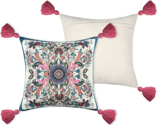 STF Dekokissen Wendekissen orientalisch 40x40cm blau, lila mit Quasten