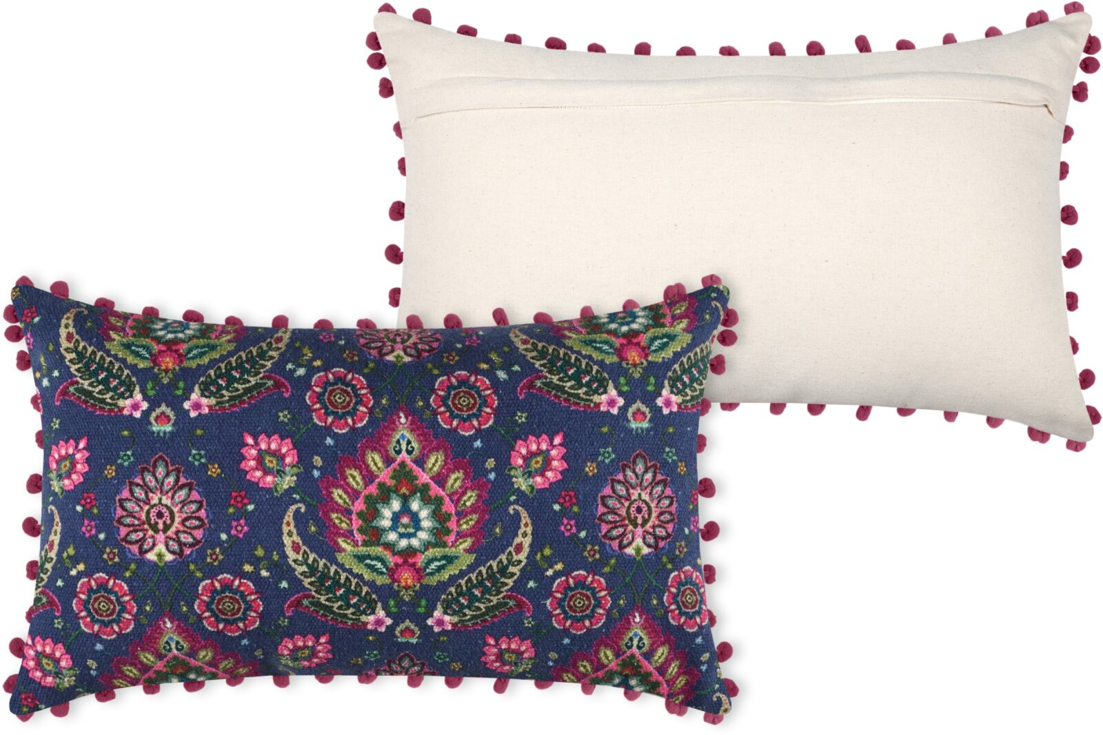 STF Dekokissen Wendekissen orientalisch 50x30cm lila mit Bommel