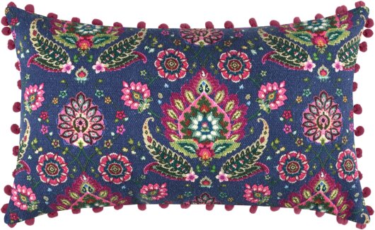 STF Dekokissen Wendekissen orientalisch 50x30cm lila mit Bommel