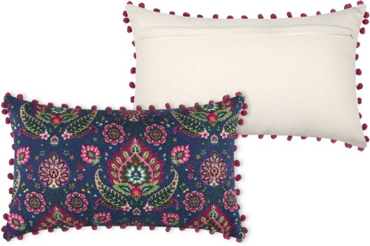 STF Dekokissen Wendekissen orientalisch 50x30cm lila mit Bommel