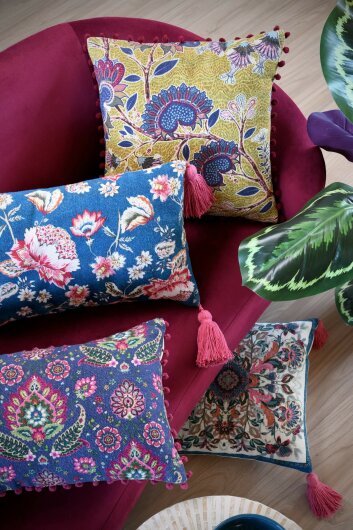 STF Dekokissen Wendekissen orientalisch 50x30cm lila mit Bommel