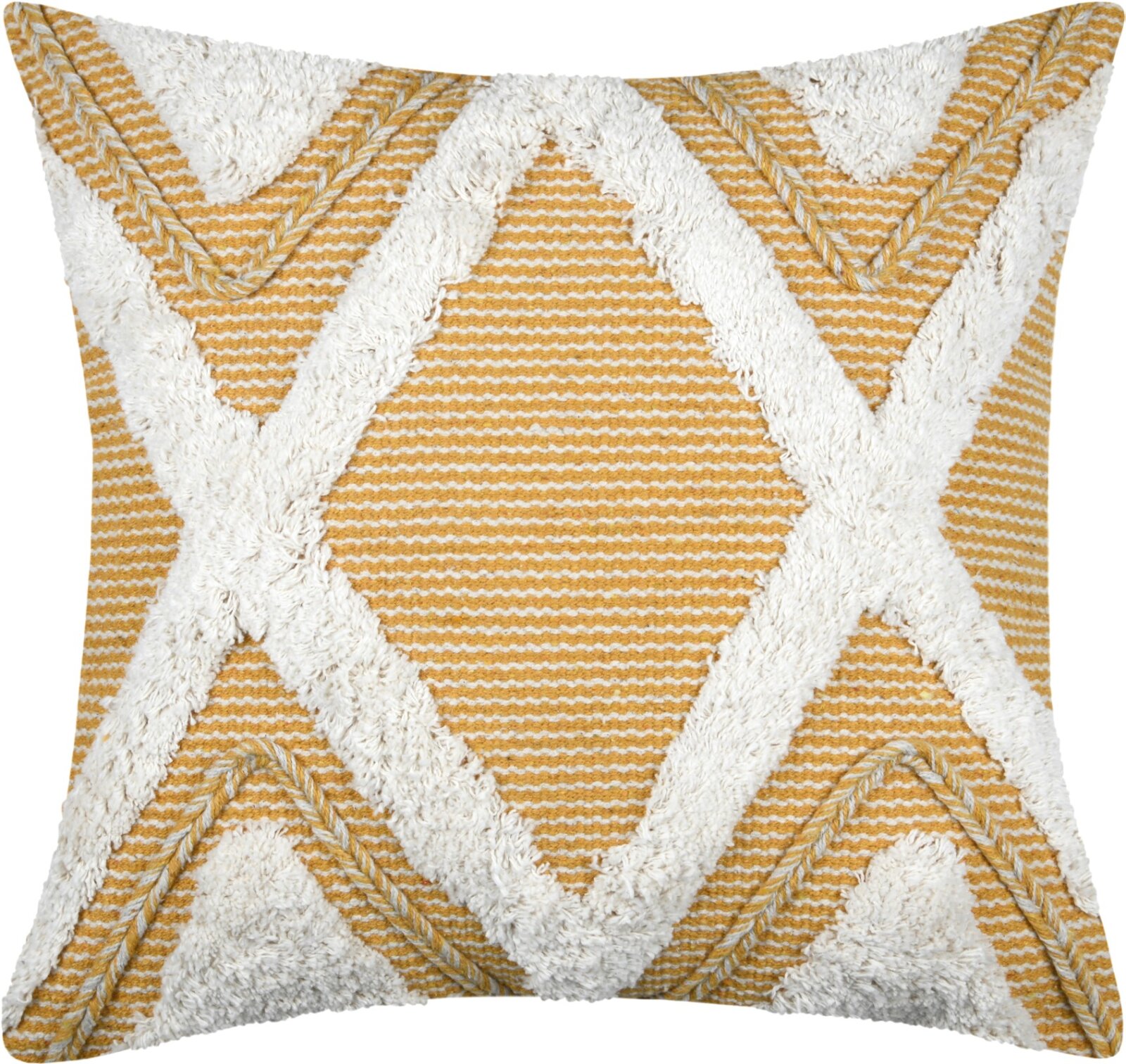 STF Dekokissen Wendekissen im Boho-Look 45x45xcm gelb, weiß
