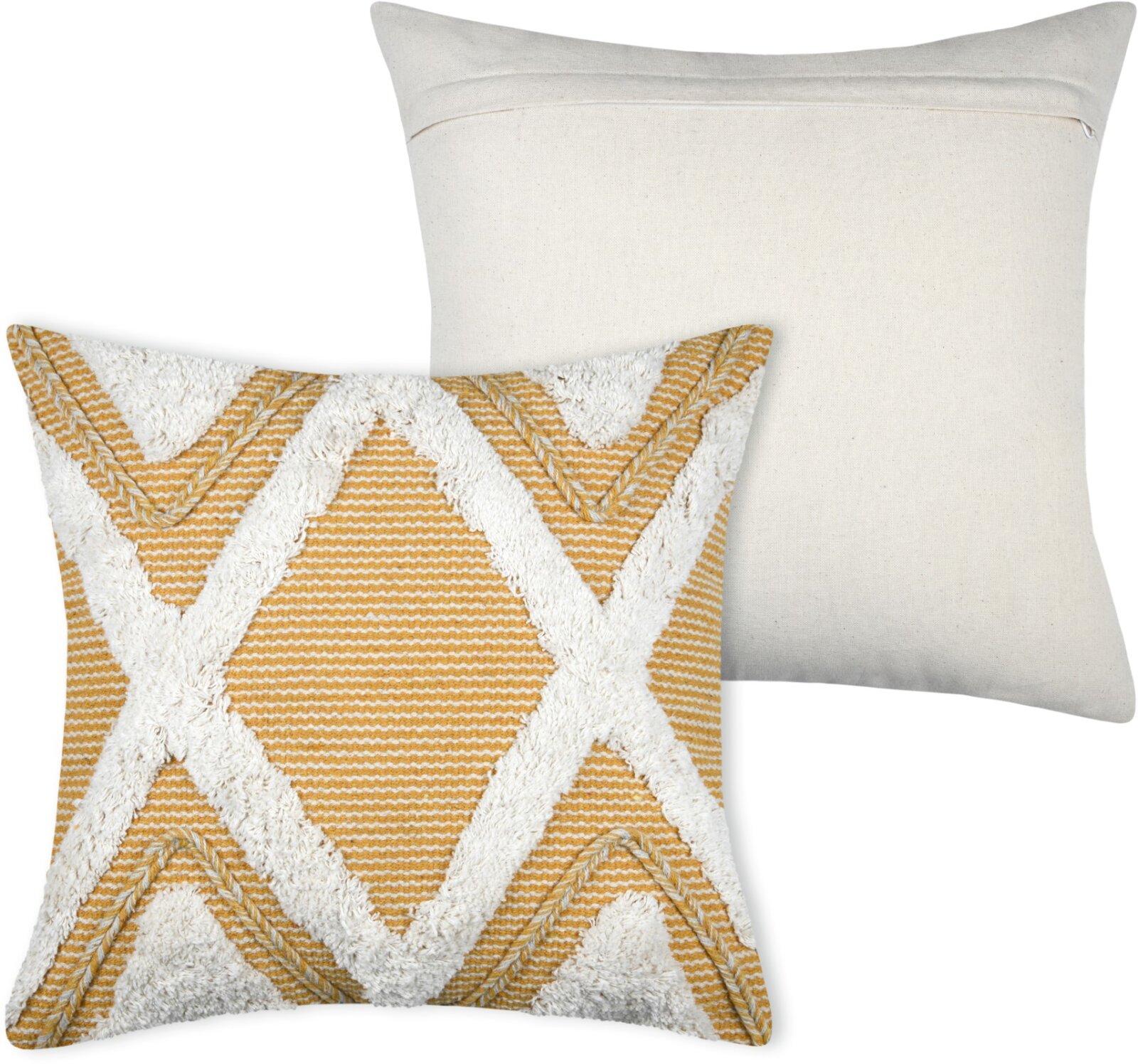 STF Dekokissen Wendekissen im Boho-Look 45x45xcm gelb, weiß