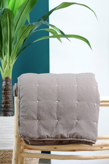 STF Decke einfarbig mit Punktesteppung 160x130cm taupe