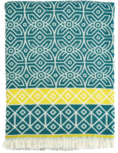 H.O.C.K. Decke Freedom 145x190cm Kreise meets Raute Teal Gelb yaz