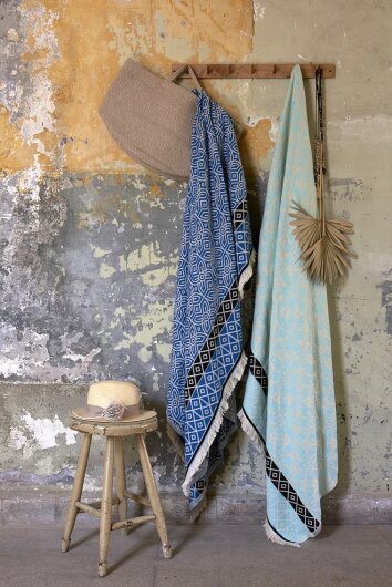H.O.C.K. Decke Freedom 145x190cm Kreise meets Raute Teal Gelb yaz