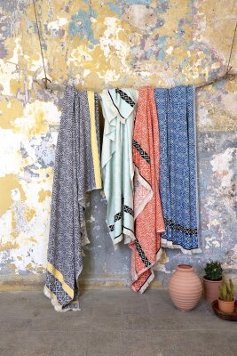 H.O.C.K. Decke Freedom 145x190cm Kreise meets Raute Teal Gelb yaz