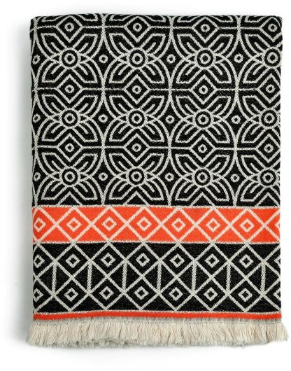 H.O.C.K. Decke Freedom 145x190cm Kreise meets Raute Schwarz Orange yaz