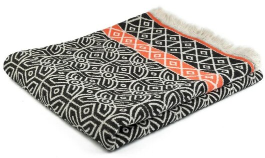 H.O.C.K. Decke Freedom 145x190cm Kreise meets Raute Schwarz Orange yaz