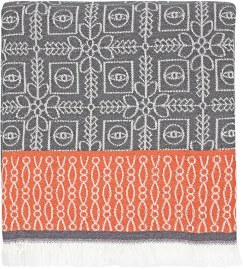 H.O.C.K. Decke Augenglück 140x220cm Augensymbol Grau Orange yaz