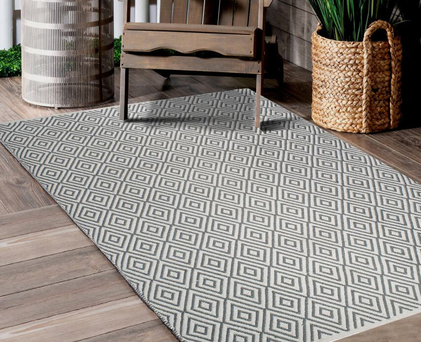 H.O.C.K. Outdoor Teppich Veria grey&white PET 180x270cm grau weiß