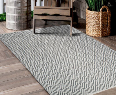 H.O.C.K. Outdoor Teppich Veria grey&white PET 180x270cm grau weiß