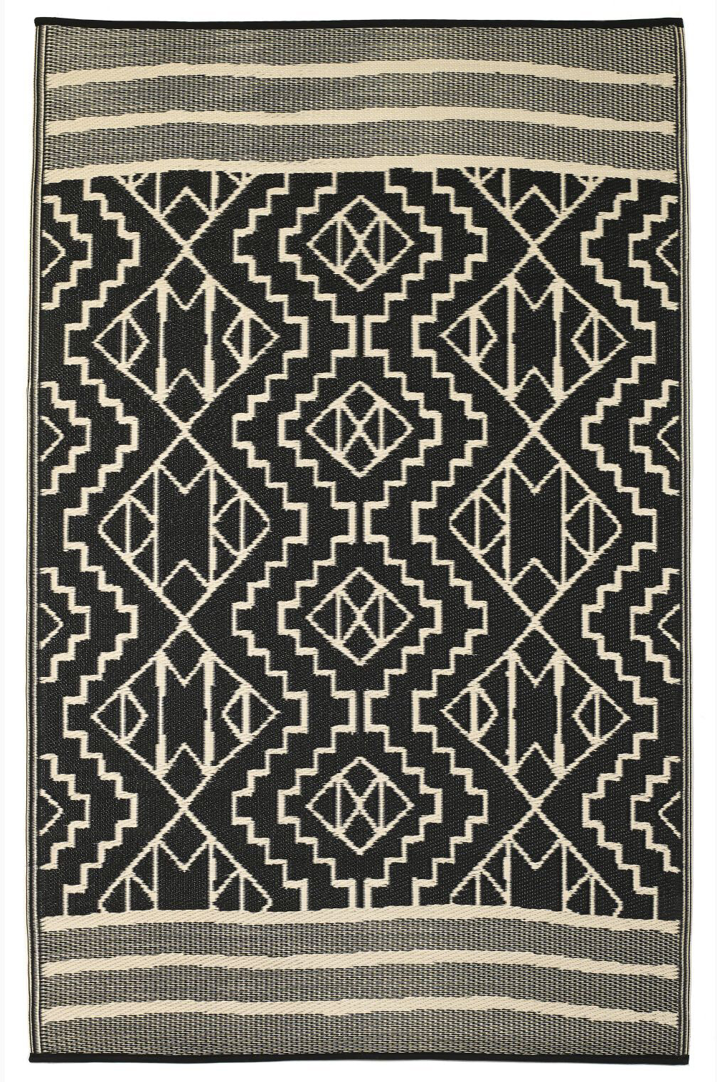 H.O.C.K. Outdoor Teppich Kilimajaro 150x240cm black beige Boho