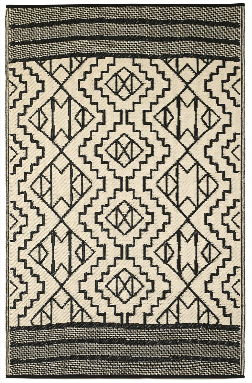 H.O.C.K. Outdoor Teppich Kilimajaro 150x240cm black beige Boho