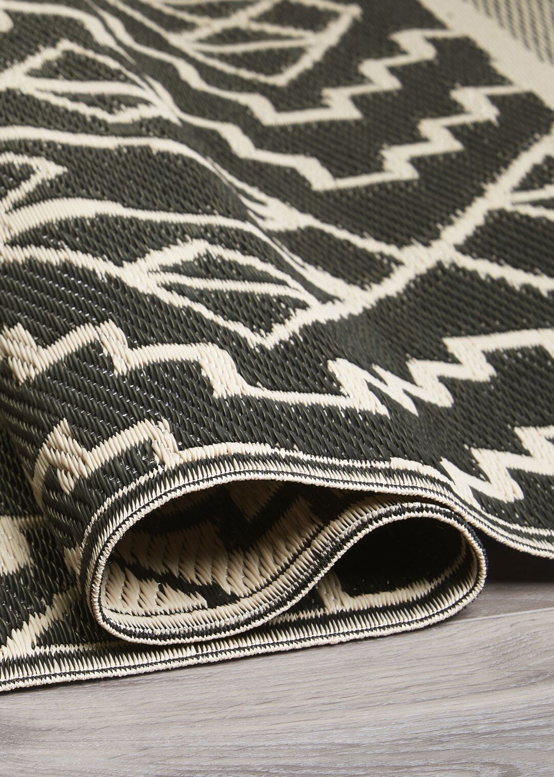 H.O.C.K. Outdoor Teppich Kilimajaro 150x240cm black beige Boho