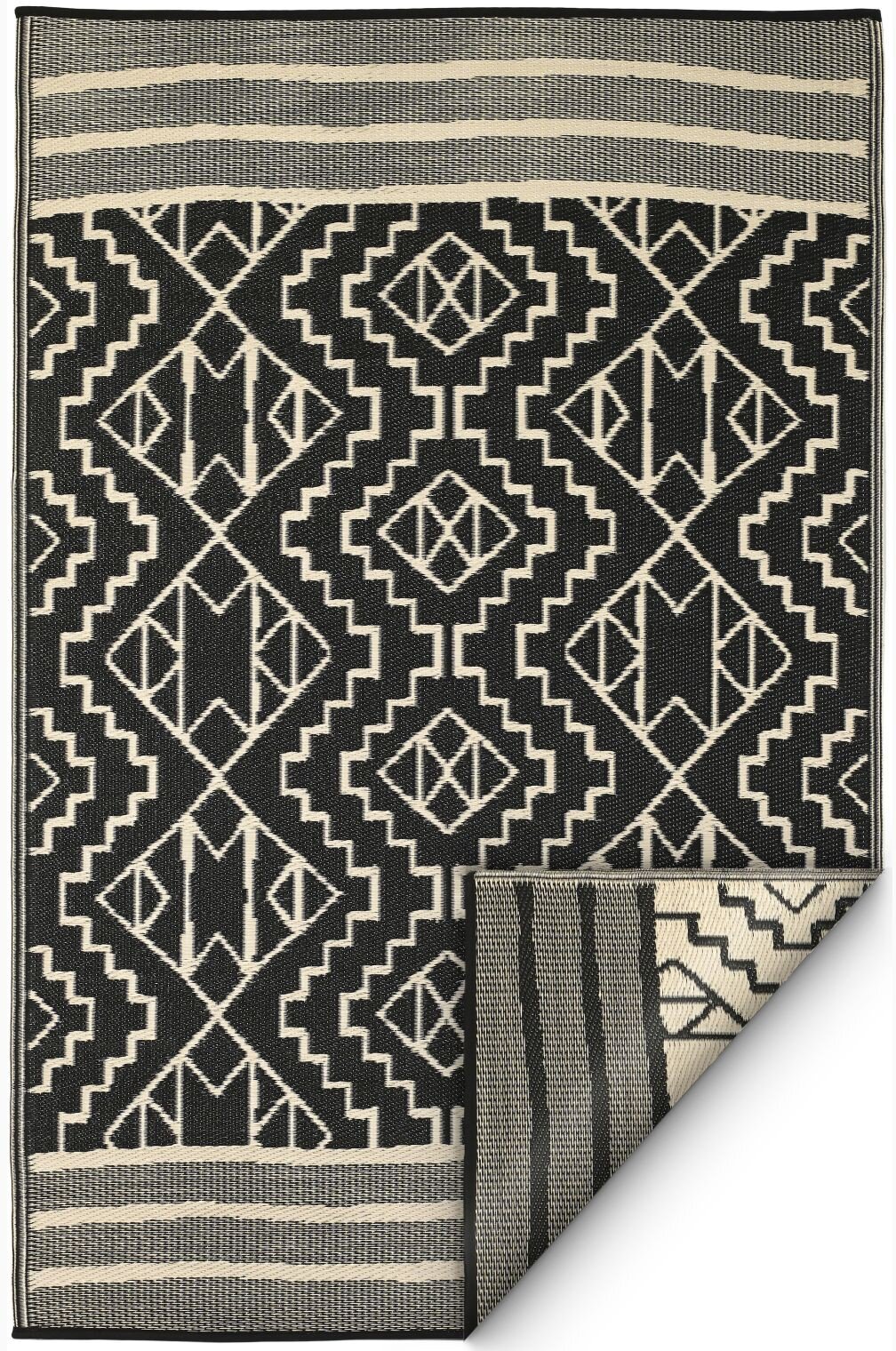 H.O.C.K. Outdoor Teppich Kilimajaro 150x240cm black beige Boho