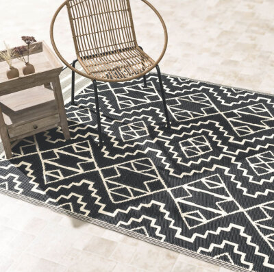 H.O.C.K. Outdoor Teppich Kilimajaro 150x240cm black beige Boho